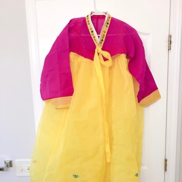 KOREAN TRADITIONAL DRESS Pink Yellow (3 Piece) Hanbok - Picture 7 of 16